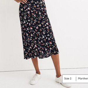 Madewell Midi Slip Skirt, Drifting Flowers